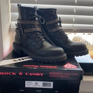 ROCK & CANDY (NOT USED)HENSLEY BLACK BOOTS SIZE 7.5 !!